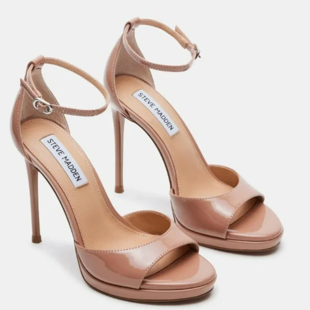 NEVER WORN! Steve Madden Nude Patent Platform Stiletto Sandals